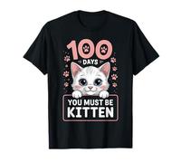 Cute100th Day of School Cat You Must Be Kitten Boy Kids Girl Camiseta