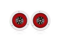 CUTEAS Faro Trasero Luz De Freno Trasera LED De 4 Pulgadas Luz De Giro Roja Y Amarilla Luz De Marcha Atrás para Remolque para Coche Camión Tractor 12/24 V Piloto Trasero(2X Steel White)