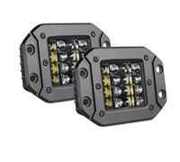 CUTEAS Juego De Faros Delanteros Barra luz LED obra montaje empotrado 2x 5 todoterreno 12V 24V 40W Barra luces LED con haz puntual para coche camión Atv Faro Delantero(2pcs 40W flush mount)