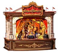 CUTEBEE Book Nook-Casa de muñecas para Adultos, casa en Miniatura giratoria para Montar uno Mismo, decoración Creativa para estanterías, El Colorido Mundo de los Animales, Regalos （Animal Carnival）