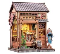 CUTEBEE Book Nook Kit - Casa de Muñecas para Adultos, Tienda de Estilo Japonés Delicada, Casa en Miniatura DIY con Luz LED, Decoración para Estantería, Regalo(Sakura O Kimono Shop)