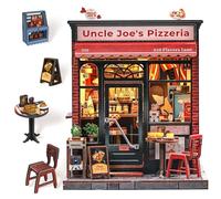 CUTEBEE Book Nook Kit - Casas de muñecas DIY Puzzle 3D de Madera con Luz LED, Maqueta Decorativa para Estanterías, Regalo Creativo para Jóvenes y Adultos (Uncle Joe's Pizzeria)