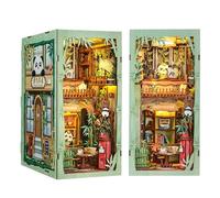 CUTEBEE Book Nook - Kit de construcción para casa de muñecas en Miniatura, casa de muñecas en Miniatura con Funda Protectora para el Polvo y luz LED, Booknook Library para Adultos(Panda Bookshop)