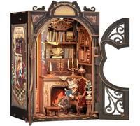 CUTEBEE Book Nook Kit - DIY Miniature House,Casa de muñecas en miniatura Casa en miniatura, kit de construcción con cubierta antipolvo y luz LED,maquetas para adultos para construir(Count Cat's Study)