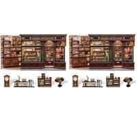 CUTEBEE Book Nook Kit - DIY Retro Miniature Madera House Modelbouw, Puzzle 3D café Casa de Muñecas, Familiares y Amigos (Corner Coffee Shop) (Paquete de 2)