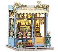 CUTEBEE Book Nook Kit - Kit de Casa de Muñecas para Construir Tú Mismo, Casa Miniaturizada DIY de Flores Serenas, Sostenedor de Libros de Madera 3D, Regalos (Anna's Blue Blossom)