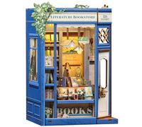 CUTEBEE Book Nook Kit, Kits de Manualidades Casa de Muñecas (Librería), Juegos Creativos con Luz LED para Estanterías, Ideal para Adolescentes/Adultos (Literature Bookstore)