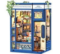 CUTEBEE Book Nook Kit para Adultos - Casa de muñecas con luz LED, Sujetalibros de Madera 3D para estanterías, Regalo Coleccionable para Familiares y Amigos