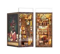 CUTEBEE Casa de muñecas en Miniatura con Muebles,DIY Book Nook Miniatura de la Casas de Muñecas Kit de rincón de Libros a Prueba de Polvo y con luz LED(Magic Pharmacist)