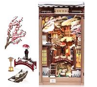 CUTEBEE Kit Book Nook Kyoto, Puzzle Madera 3D Japonés para Adultos | Casa Miniature con Luz LED | Maqueta Arquitectura Decoración Estantería Regalo