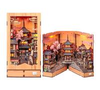 CUTEBEE Kit de construcción de Modelo de Madera 3D, Kit de Diorama de Bricolaje, Kit de rincón de Libro de Calle japonés de Kioto, casa en Miniatura de luz cálida LED, Rompecabezas de Madera 3D para
