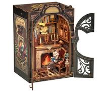 CUTEBEE Kit de rincón de libros de bricolaje, kits de casa en miniatura para adultos y adolescentes, kit de rincón de libro en miniatura con sensor de luz LED, regalos para amantes y familiares