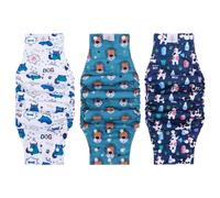 CuteBone Pañales para perros machos con botones, lavables, banda para el vientre para perros machos, 3 unidades por paquete KDM06S