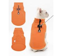 CuteBone Suéteres de forro polar para perros, color naranja con cuello alto, media cremallera y sin botones, chalecos de invierno para perros pequeños y medianos, chaquetas térmicas cálidas con anillo