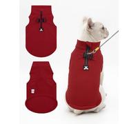 CuteBone Suéteres de forro polar para perros, color rojo con cuello alto, media cremallera y suéter, chalecos de invierno para perros pequeños y medianos, chaquetas térmicas cálidas con anillo en D