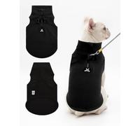 CuteBone Suéteres de forro polar para perros negros con cuello alto, media cremallera y sin botones, chalecos de invierno para perros pequeños y medianos, chaquetas térmicas cálidas con anillo en D