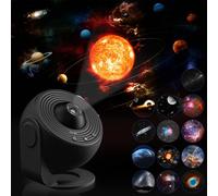 CUTEEEE Proyector de cielo estrellado Proyector de estrellas Planetario Claraboya Proyector de galaxia Proyector espacial con 13 discos de película - Luna, Sistema Solar, Nebulosa Proyector de cielo