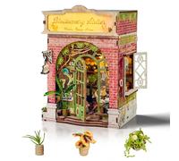 Cuteefun Book Nook DIY, Maqueta de Casa en Miniatura con Luz Táctil, Kit para Construir para Adultos, Regalo Creativo para Amantes de Las Miniaturas(Atelier Floreciente)