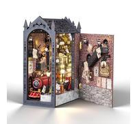 Cuteefun Book Nook Kit - Casa de Muñecas en Miniatura con Luces LED & Cubierta Antipolvo, Adornos Creativos para Estanterías, para Cumpleaños, Navidad, Halloween (Tren Mágico)