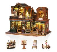 Cuteefun Casa de Muñecas de Madera con LED, DIY Casas de Muñecas Miniaturas con Muebles Construir para Adultos, Cumpleaños, Navidad (Ciudad Libro Crepúsculo)