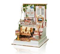 Cuteefun Casa de Muñecas de Madera con LED, Manualidades de Madera para Adultos Adolescentes para Construir, Regalos de Cumpleaños y Navidad (Buenos Tiempos)