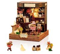 Cuteefun Casa de Muñecas en Miniatura con luz LED, Casas Miniaturas para Montar, Artesanía en Madera, Regalos de Cumpleaños únicos (Mildly Spiced Coffee)