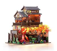 Cuteefun Casa de Muñecas Miniatura Izakaya Japonesa, Manualidades de Madera Puzzle 3D para Adultos y Adolescentes, Regalo de Cumpleaños y Navidad (Izakaya de Arce)