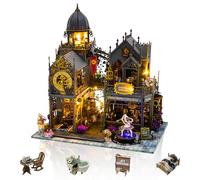Cuteefun Casa en Miniatura, Kit de Casa de Muñecas con LED, Exquisita Artesanía en Madera, para Niñas Mujeres Construir, Ideal para Cumpleaños Navidad y Halloween (Castillo Mágico)