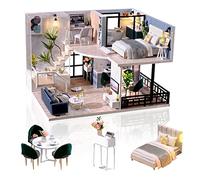 Cuteefun Casa en Miniatura para Montar, Casa de Munecas Miniatura para Hacer, Kit de Manualidades DIY con Muebles Música y Herramientas, Idea de Regalo Creativa, Tiempo de Ocio