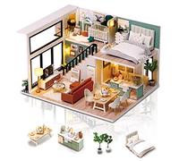 Cuteefun Casas de Munecas Madera en Miniaturas con Música y Muebles, Casas Miniaturas para Montar, Regalo para Niñas Madres Esposas Novias, Vida Cómoda