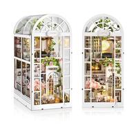 Cuteefun DIY Book Nook Kit, DIY Mini Casa de Muñecas, Libro de Madera Nook Traje de Casa de Muñecas para Adultos Hacer Cumpleaños (Café Jardín)