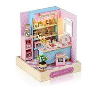 Cuteefun Kit de Maquetas Casas DIY, Casa en Miniatura para Montar con Muebles Guardapolvo y Herramientas, Regalo de Cumpleaños Navidad y Halloween(Deliciosos Dulces)