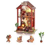 Cuteefun Mini Casa de Muñecas Bricolaje con Muebles, Hacer su Propio Modelo de Casa de Artesanía, Artesanía Artesanal Regalo de Cumpleaños Acción de Gracias Navidad (Librería Mágica)
