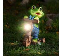 Cuteefun Vaca de Decoración Solar para Jardín Exterior, Figuras de Animales con Luz Solar, Estatua Decorativa de Vaca con Flores para Jardín, Regalos de Cumpleaños para Mujeres