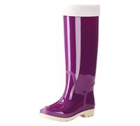 CUTeFiorino Botas de agua cortas para mujer, botas de lluvia cortas para mujer, botas de jardín, botas de goma, con comodidad, zapatos anchos en H, morado, 42 EU