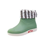 CUTeFiorino Botas de goma Botas de invierno Zapatos de lluvia para mujer Tubo corto Zapatos de agua termal para estudiantes Zapatos impermeables diarios Botas de lluvia cálidas Zapatos orientales para