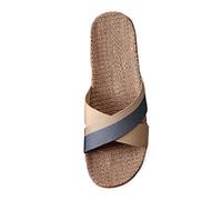 CUTeFiorino Chanclas de baño para hombre de lino tejidas sandalias de baño para hombre 44 pantuflas de lino de verano para el hogar zapatillas de algodón y lino para el hogar antideslizantes suelas