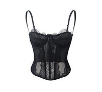 CUTeFiorino Loungewear - Conjunto de corsé de encaje para mujer, corsé con tirantes, corsé con tirantes, corsé para mujer, traje de baño, Negro , L
