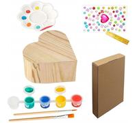 CUTeFiorino Make Your Own Wooden Children's Heart Shaped Box Kit Art and Craft for Girls 812 4 78 Creative Activity Toy Birthday Mother's Day 50ml Mal Zeichzubehör (A, One Size)