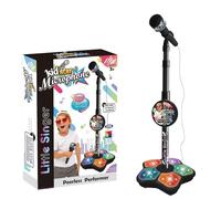 CUTeFiorino Microfono y soporte para niños Karaoke Machines for Girls Children's Microphone Adjustable Karaoke Machine With Light Pedal Girls Pastime Sing Musical Toy With Compatible (Negro, Talla