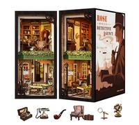 Cutefun Book Nook Kit - Casa de Muñecas - DIY Miniatura de Madera Kits con Muebles y Luces LED y Placas Antipolvo enchufables, Rose Detective Agency(SZ02B)