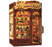 Cutefun Book Nook Kit, Casas de muñecas con LED - Maqueta de Madera 3D, Casa en Miniatura para Decorar Estanterías - Sujetalibros Decorativo para Adultos(Memories Music Bookshop)