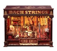 Cutefun Book Nook Kit - Casas de muñecas DIY con Luces LED, Decoración para Estanterías Bibliotecas para Adultos, Puzzle 3D de Madera, Regalo Creativo para Mujeres(Bach Strings)