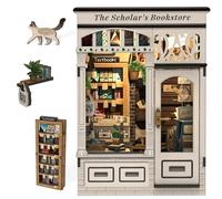 Cutefun Book Nook Kit, DIY Miniatura Dollhouse Kit, Puzzle de Madera 3D con iluminación LED para Adolescentes y Adultos (Scholar's Bookstore)