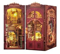 Cutefun DIY Book Nook Kit - Casa de muñecas de Madera con Funda Protectora para el Polvo, casa de muñecas en Miniatura, Esquina, Biblioteca, Casas, maquetas con Luces LED, decoración de estantería,