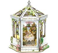 Cutefun DIY Miniatura Casa - Casa de Muñecas de Madera para Adultos - Miniatura House para Estantería - Maqueta con Luces LED - Decoración para Librerías, Ideal para Mujeres (Windsor Flower House)