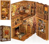 Cutefun Kit de rincón de Libros de Bricolaje con Cubierta Antipolvo, Kit de casa de muñecas en Miniatura, sujetalibros de inserción de estantería, (Eternal Bookstore)