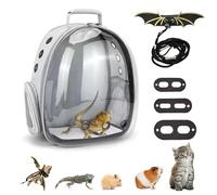 CUTENNIOU Transportador de dragón barbudo con arnés y correa, mochila grande para transportar animales pequeños, ventana de burbujas, transportador portátil para mascotas pequeñas para reptiles,