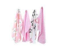 CuteOn 4 PCS Reutilizable Recién Nacido Bebé Trapo Alimentación Limpiar Paño Mini Bebé Toallas para Sensible Piel (11.02" x 11.02", 08 Gato Estrella Rosa)