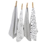 CuteOn 4 PCS Reutilizable Recién nacido Bebé Trapo Alimentación Limpiar Paño Mini Bebé Toallas para Sensible Piel 11.02" x 11.02" Gris